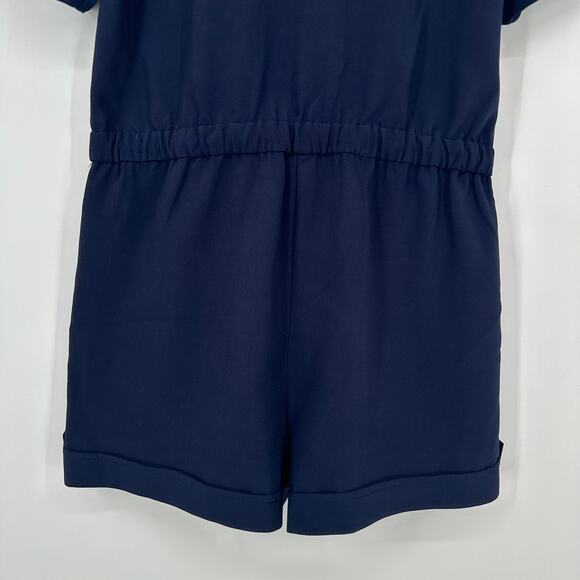 REVOLVE Likely Ellie Romper Button Front 3/4 Sleeve Crepe Navy Blue, NWT - Picture 10 of 13